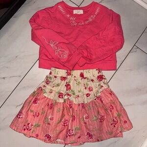 Peek Pink and Cream Floral Skirt Set